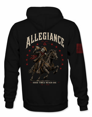 Allegiance Never Die Hoodie black skeleton cowboy graphic back